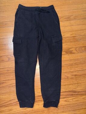 tek gear black fleece jogger pants size 14/16 boys